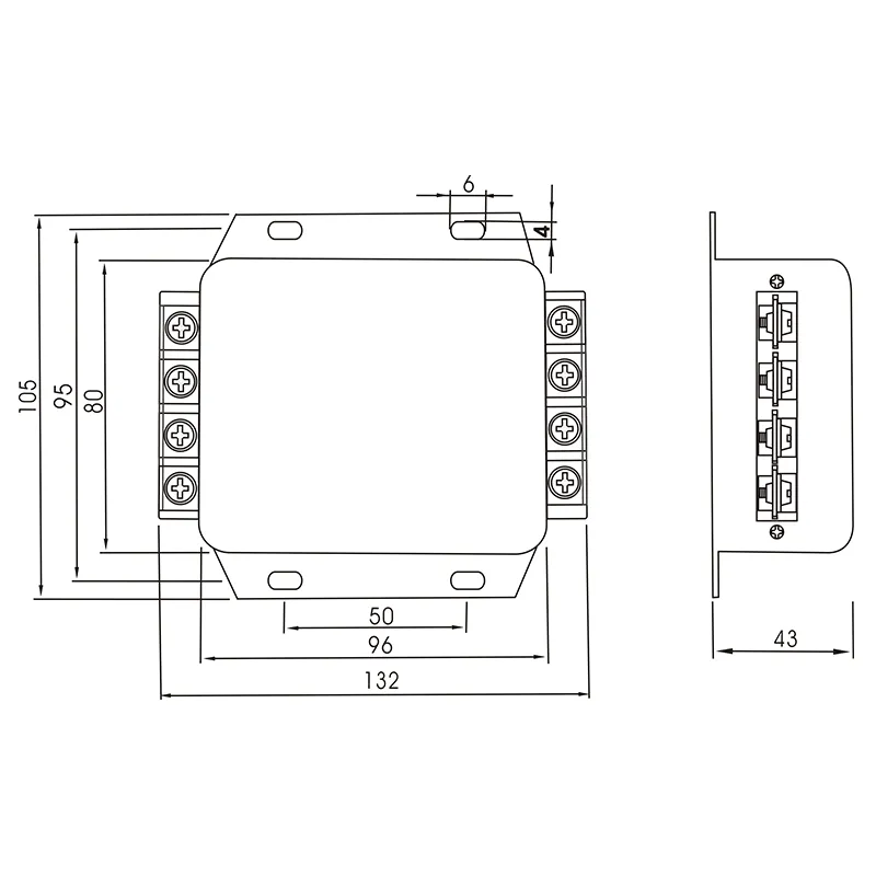 DAC3 EMI FILTER Screw Terminal Overall Dimension